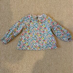 Mini Boden Kids' Collared Jersey Top-Vanilla Apple Blossom Floral, Size 4-5Y